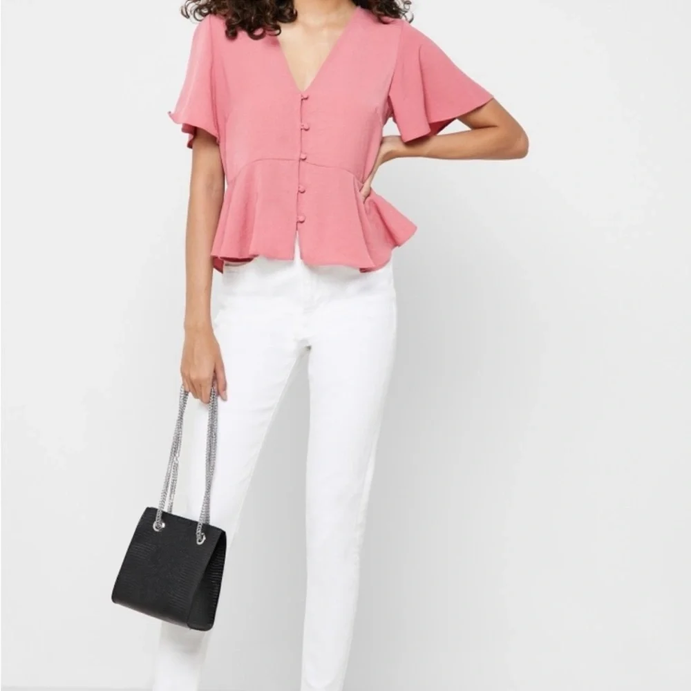 Timeless Topshop Short Sleeve, Mauve Colored Blouse. Size: 4. - Picture 2 of 11